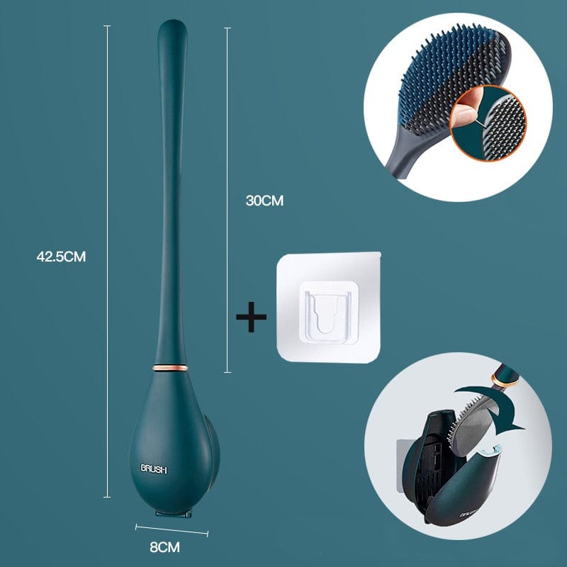 Hygiënische Siliconen Toiletborstel met Wandhouder en Sneldrogend Design