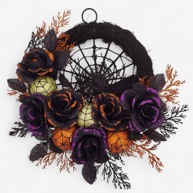 Spinrag Halloween Krans – Decoratieve Binnenkrans voor Deuren en Muren