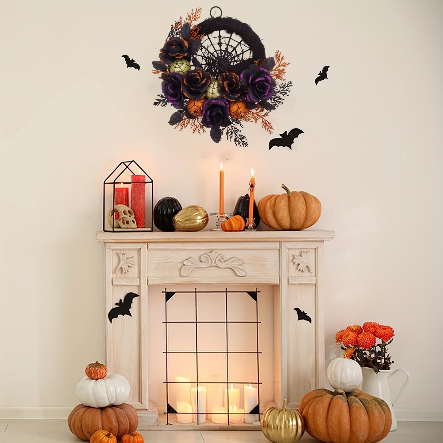 Spinrag Halloween Krans – Decoratieve Binnenkrans voor Deuren en Muren
