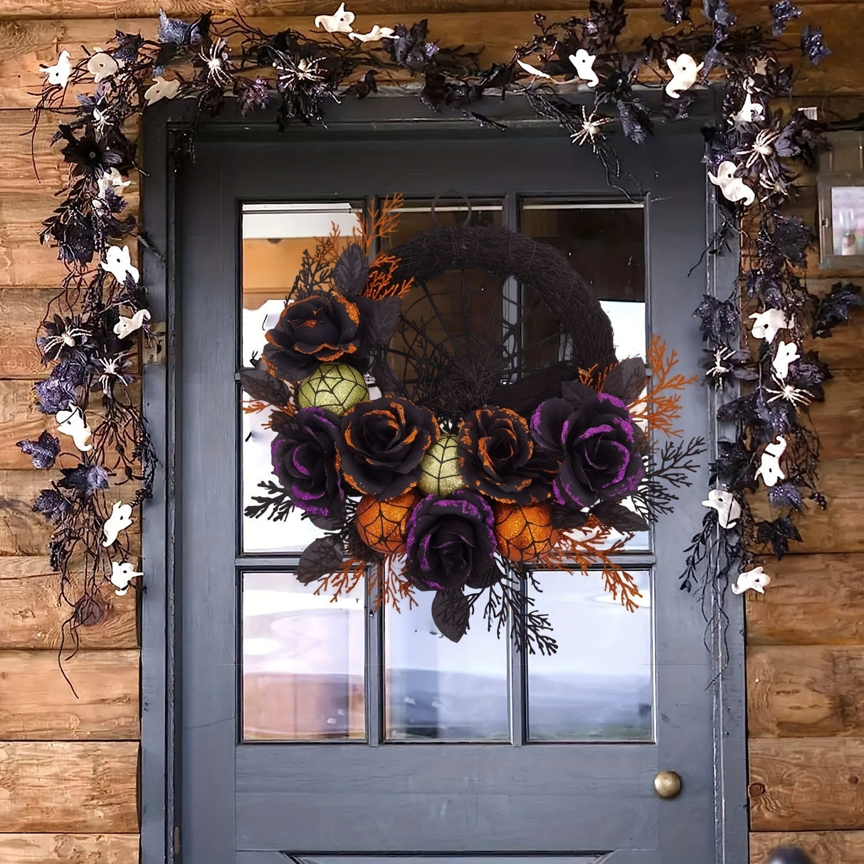 Spinrag Halloween Krans – Decoratieve Binnenkrans voor Deuren en Muren