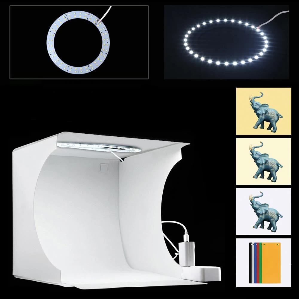 Mini Fotostudio "LumiCube" met LED-verlichting en 6 achtergronden