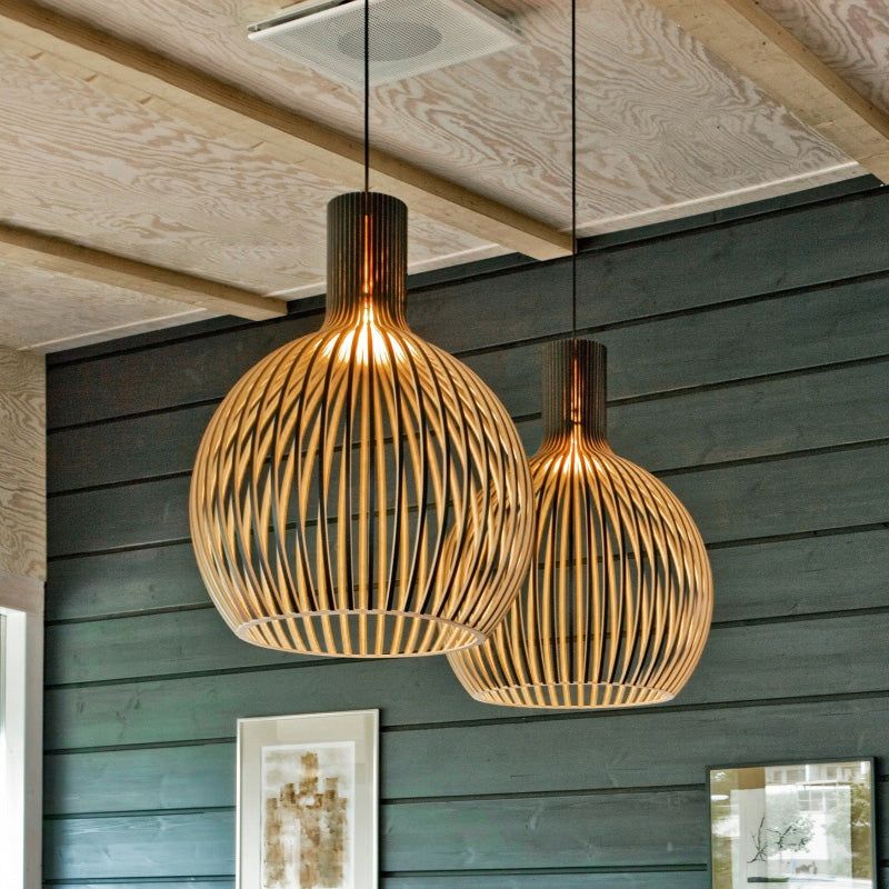 Handgemaakte Houten Hanglamp - Warm en Modern