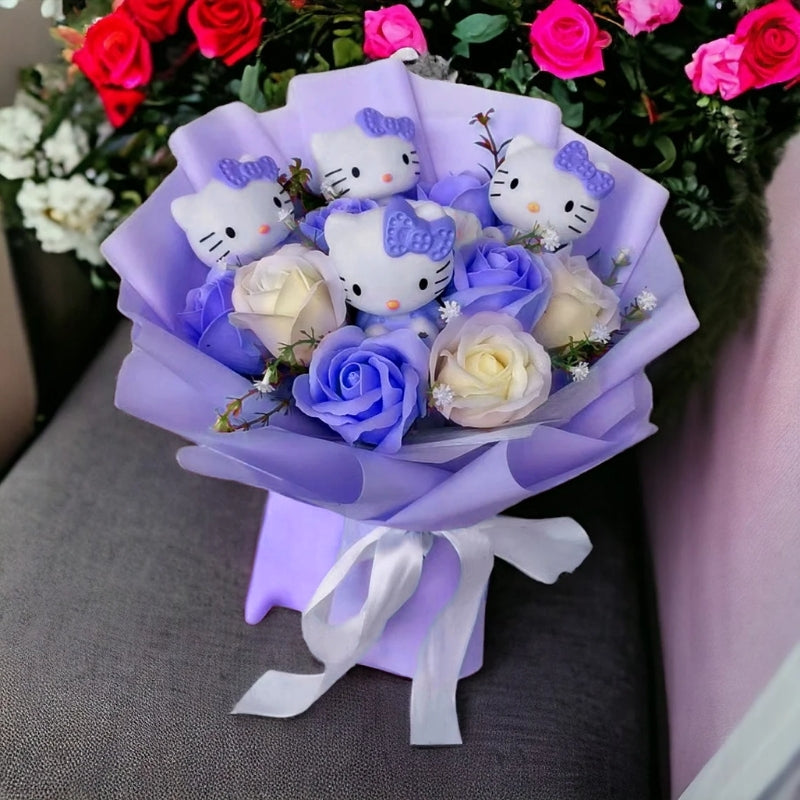Schattig Kitty Bloemenboeket – Duurzaam Cadeau voor Elke Gelegenheid