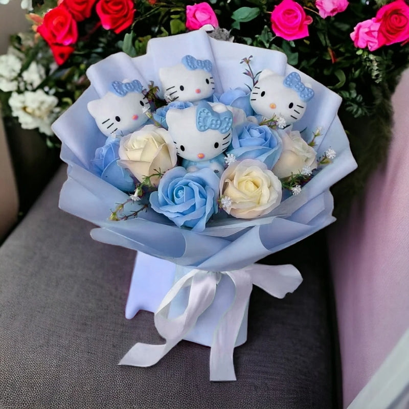 Schattig Kitty Bloemenboeket – Duurzaam Cadeau voor Elke Gelegenheid