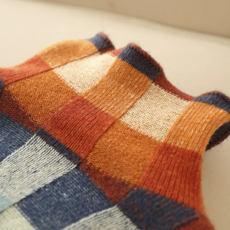 CashLoom Kasjmier Trui – Patchwork Damestrui met Rolkraag en Duurzaam Design