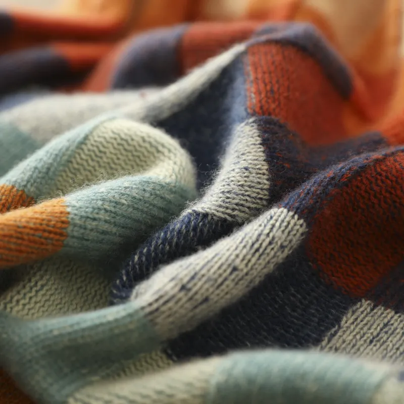 CashLoom Kasjmier Trui – Patchwork Damestrui met Rolkraag en Duurzaam Design