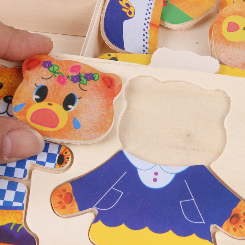 Houten Puzzel voor Kinderen – Creatieve Outfit Combinaties voor Cognitieve Ontwikkeling