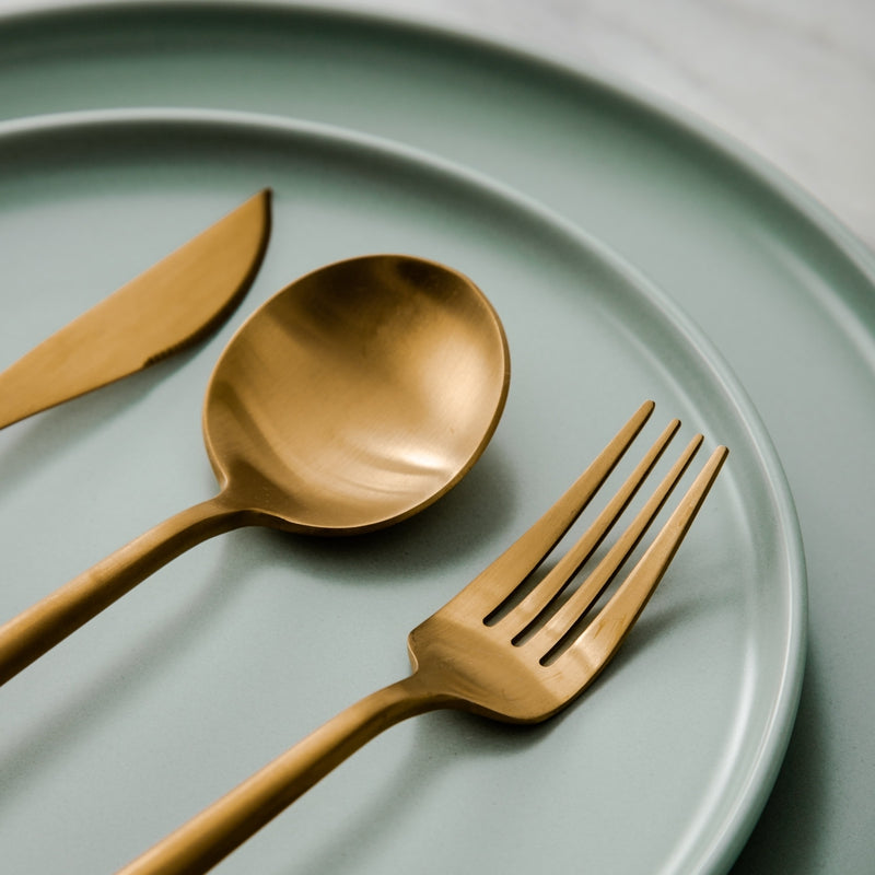 Minimalistisch Bestekset 20-Delig - RVS met Gouden Coating