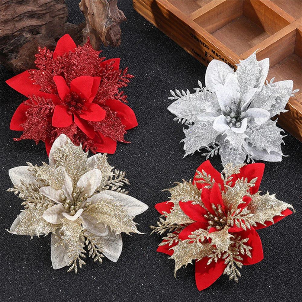 Floravine Kerstbloemen – Luxe Kunstbloemen in Rood, Roze en Goud voor Feestdecoratie