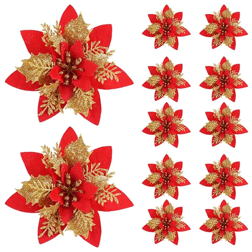 Floravine Kerstbloemen – Luxe Kunstbloemen in Rood, Roze en Goud voor Feestdecoratie