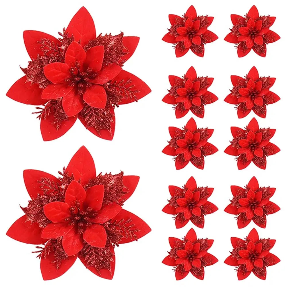 Floravine Kerstbloemen – Luxe Kunstbloemen in Rood, Roze en Goud voor Feestdecoratie