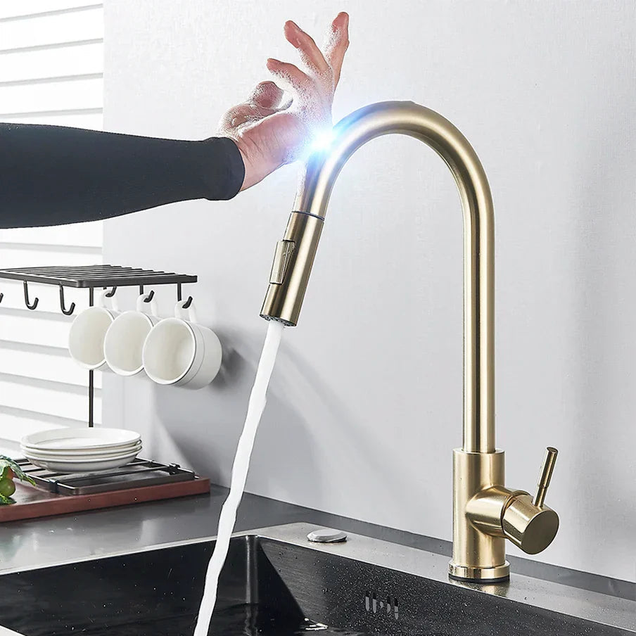 AquaTouch Sensor Keukenkraan – Uittrekbare Kraan met Geborsteld Nikkel & Slimme Bediening