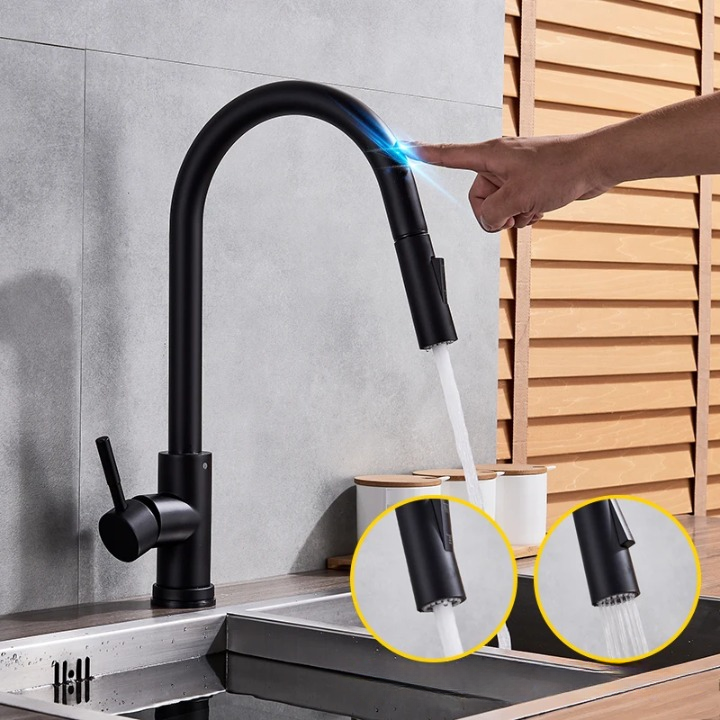 AquaTouch Sensor Keukenkraan – Uittrekbare Kraan met Geborsteld Nikkel & Slimme Bediening