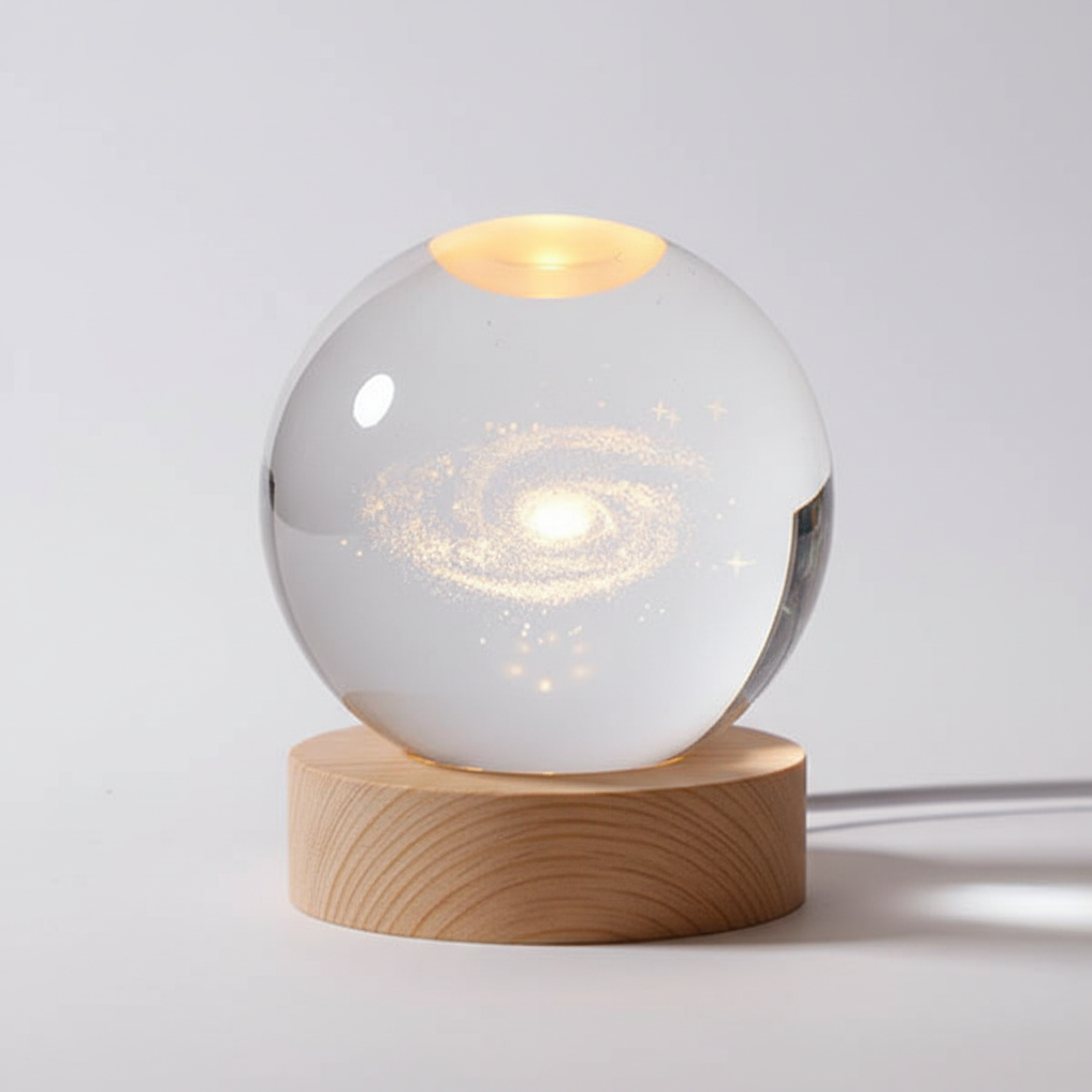 AstroGlobe 3D Lamp – Bolvormige Houten Tafellamp met Warm LED Licht en Planetenontwerp