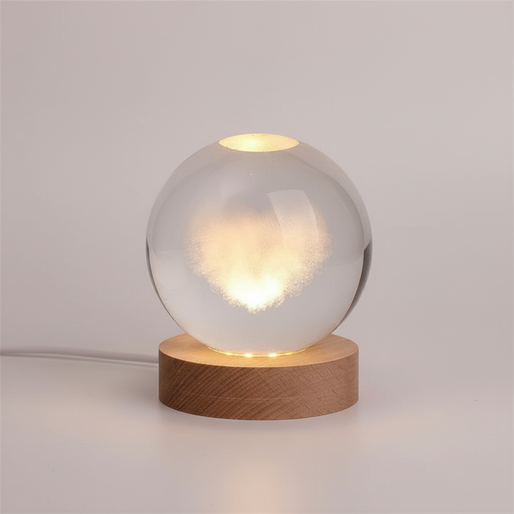 AstroGlobe 3D Lamp – Bolvormige Houten Tafellamp met Warm LED Licht en Planetenontwerp