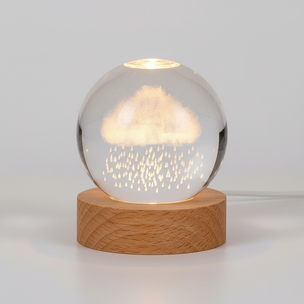 AstroGlobe 3D Lamp – Bolvormige Houten Tafellamp met Warm LED Licht en Planetenontwerp