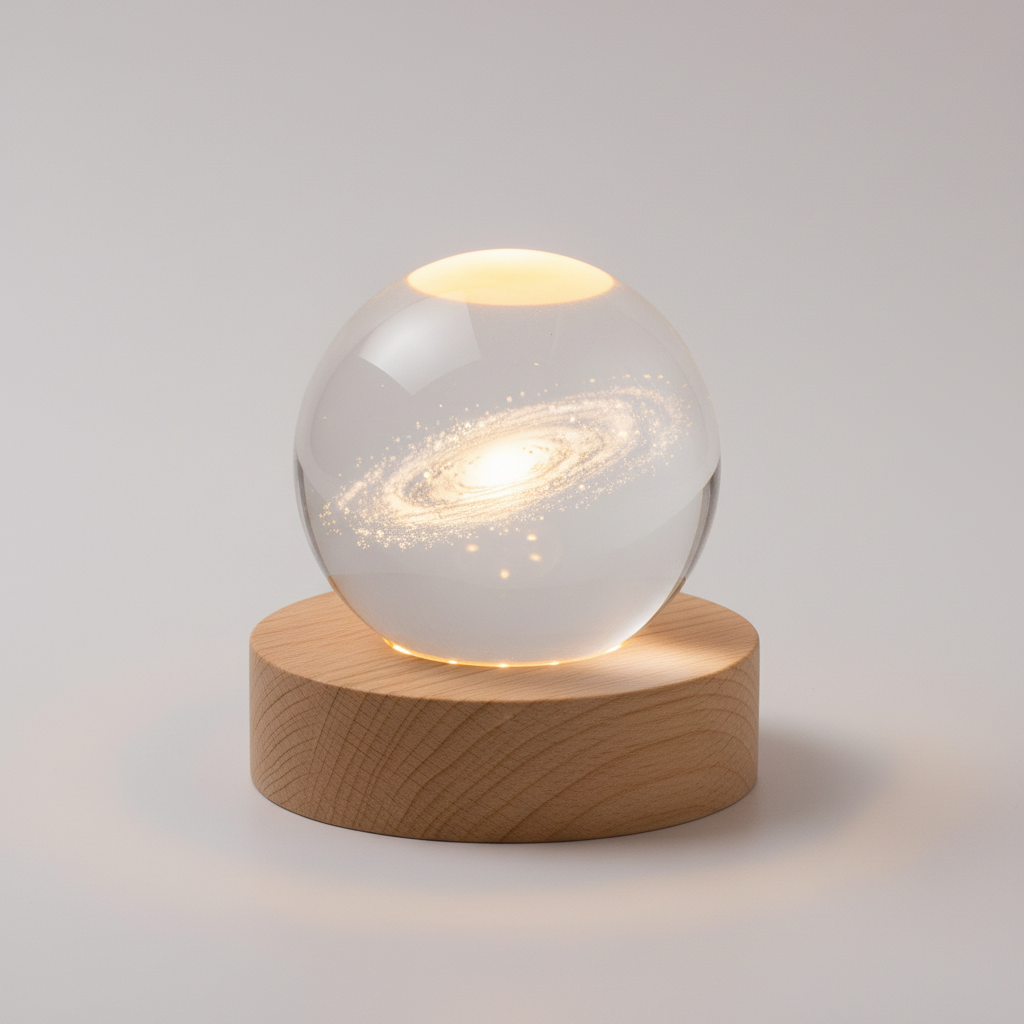 AstroGlobe 3D Lamp – Bolvormige Houten Tafellamp met Warm LED Licht en Planetenontwerp
