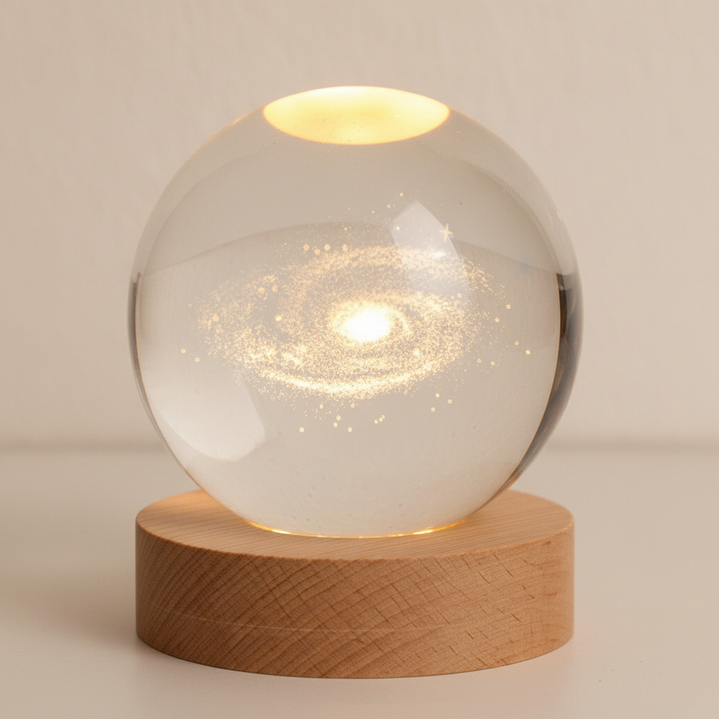 AstroGlobe 3D Lamp – Bolvormige Houten Tafellamp met Warm LED Licht en Planetenontwerp