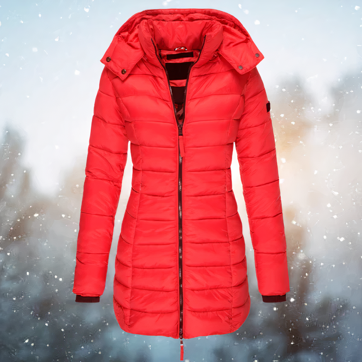 Warme Dames Winterjas met Capuchon – Middellange Comfortabele Jas voor Koude Dagen
