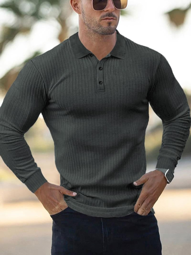 Herenpolo FlexRib – Slim Fit Polo met Lange Mouwen en Stretchcomfort