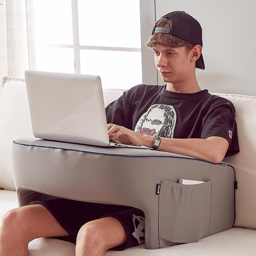 Laptophouder met Geheugenschuim | Ergonomisch Laptopkussen voor Bed & Bank