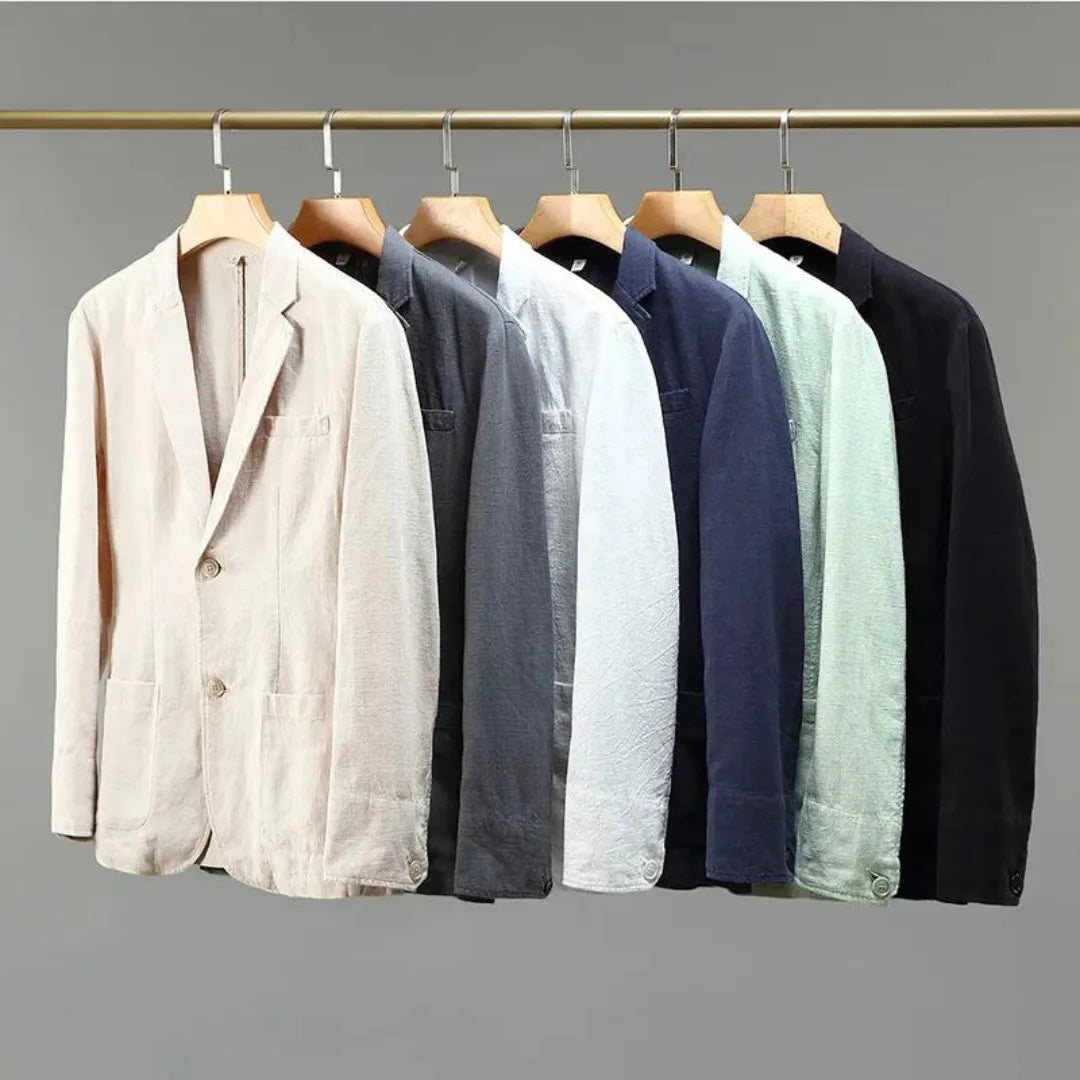 Heren Linnen Blazer met Reverskraag Lichtgewicht Zomerjas