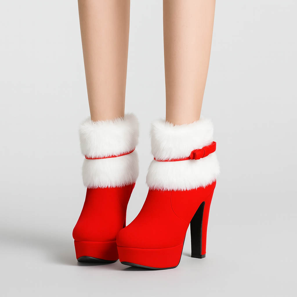 Marivelle Pluche Winterlaarzen – Warme Enkelboots met Strikdetail