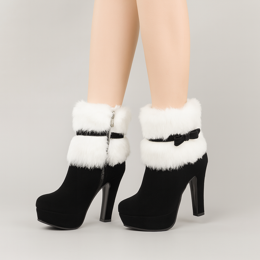 Marivelle Pluche Winterlaarzen – Warme Enkelboots met Strikdetail