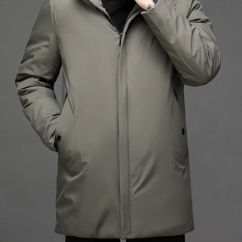 ArcticLine Heren Lange Pufferjas – Warme Winterjas met Capuchon en Rits