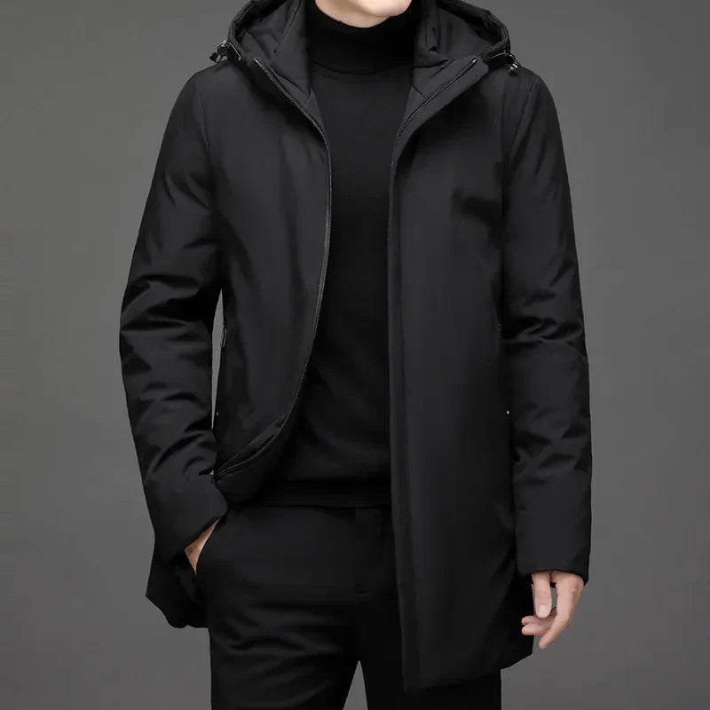 ArcticLine Heren Lange Pufferjas – Warme Winterjas met Capuchon en Rits