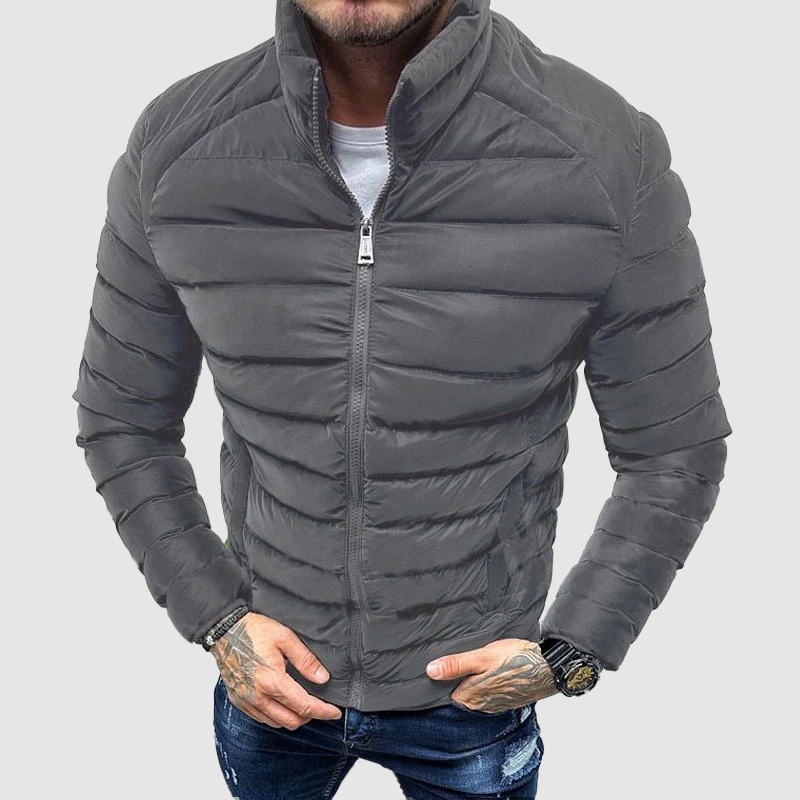 UrbanShield Heren Pufferjas – Slim Fit Winterjas met Hoge Kraag