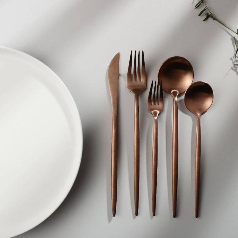 Minimalistisch Bestekset 20-Delig - RVS met Gouden Coating