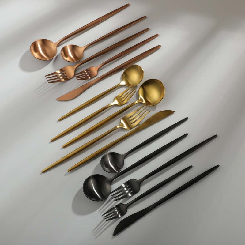 Minimalistisch Bestekset 20-Delig - RVS met Gouden Coating