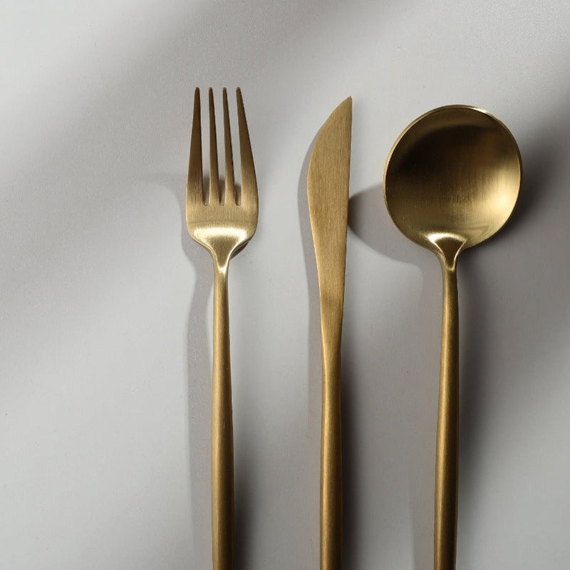 Minimalistisch Bestekset 20-Delig - RVS met Gouden Coating