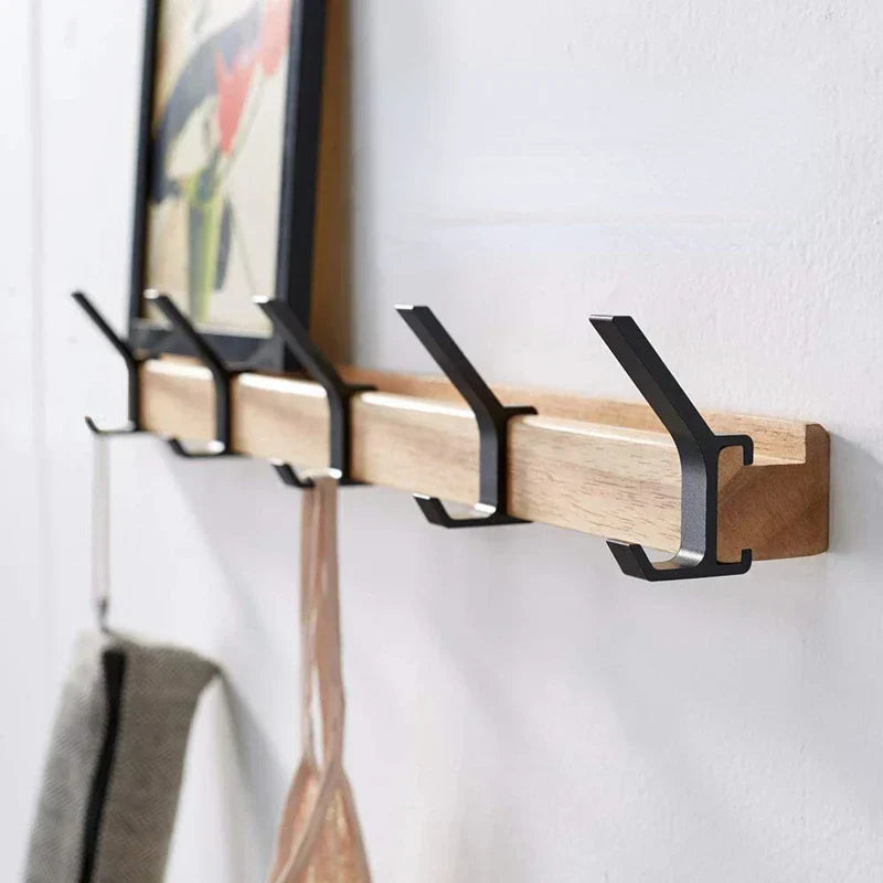 HaakFlex | Wandgarderobe met 5 Verstelbare Dubbele Haken – Scandinavisch Design
