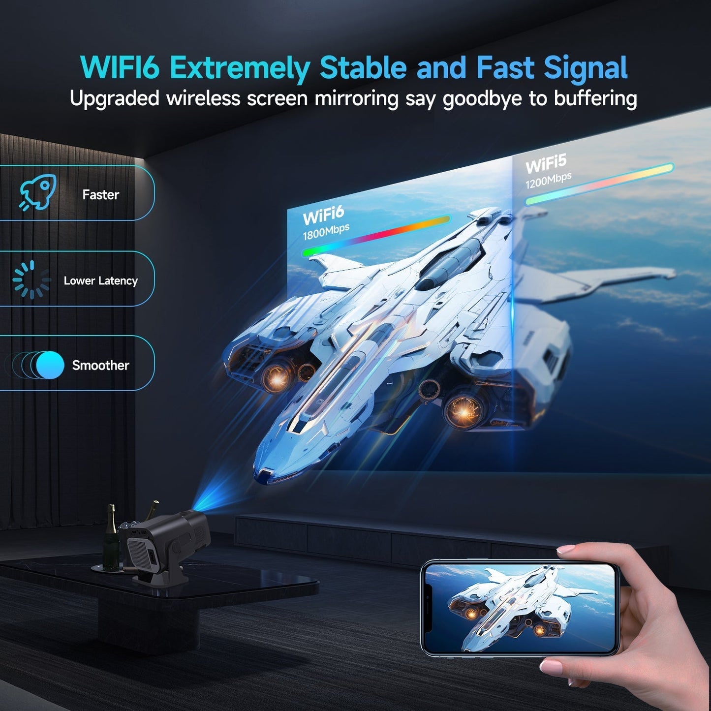 CineBeam 4K Mini Projector – Draagbare Thuisbioscoop met 180° Rotatie