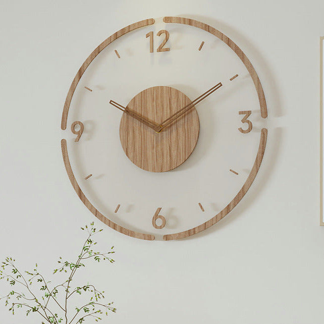 Noordse Stille Houten Wandklok – Minimalistisch Scandinavisch Ontwerp (14 Inch)