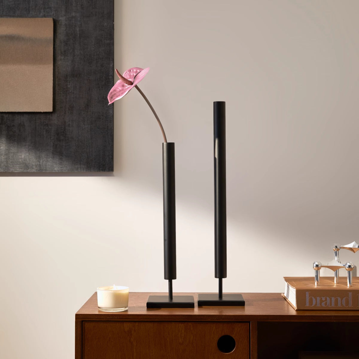 Elegante Metalen Kaarsenhouder met Minimalistisch Design
