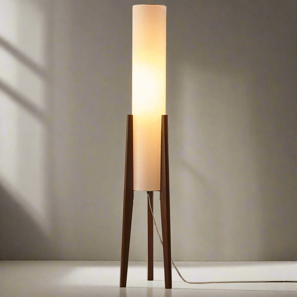 HoutLicht – Vloerlamp van Massief Walnoot met Stoffen Kap | Scandinavisch Design
