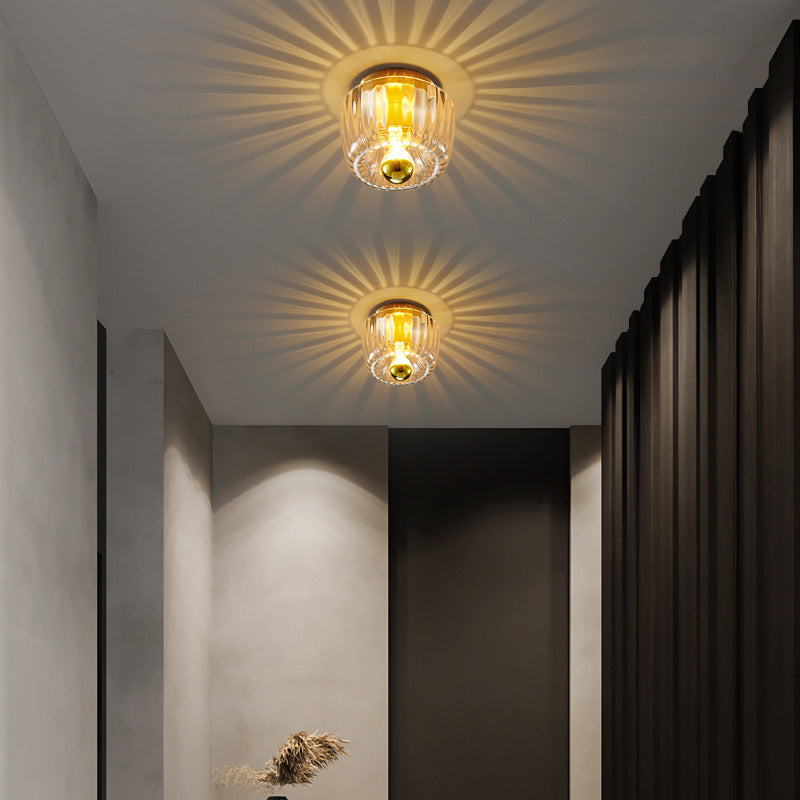BrassRay Wand- en Plafondlamp – Luxe Zonvormige Lamp van Koper & Glas