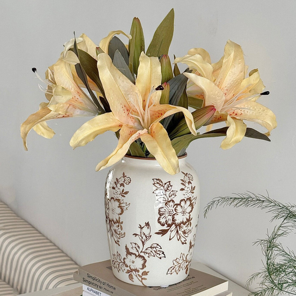 Bloemenpatroon Keramische Vaas - 21,8 cm Decoratief
