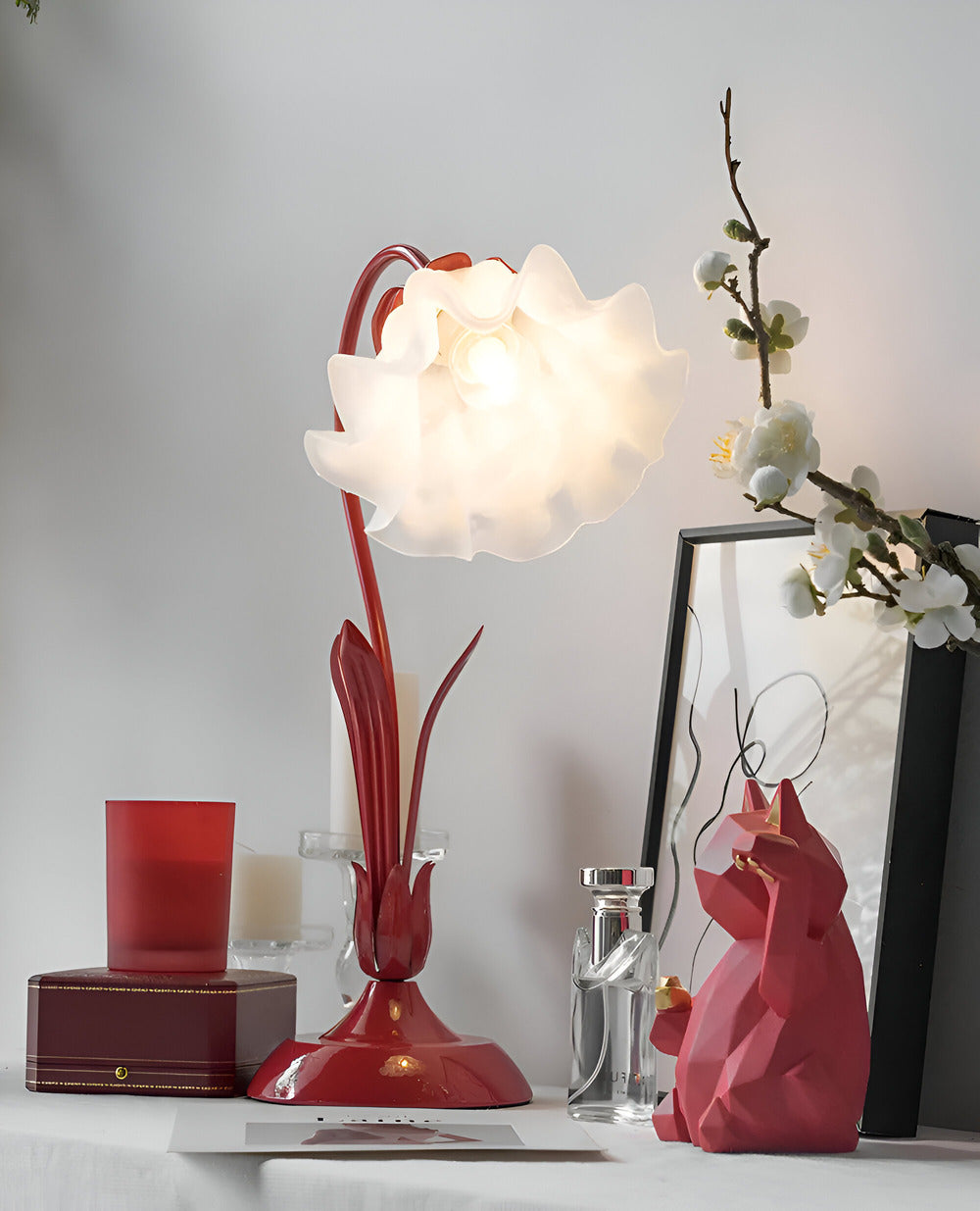 FleurLicht Tafellamp – Romantisch Bloemdesign met Zachte LED-verlichting
