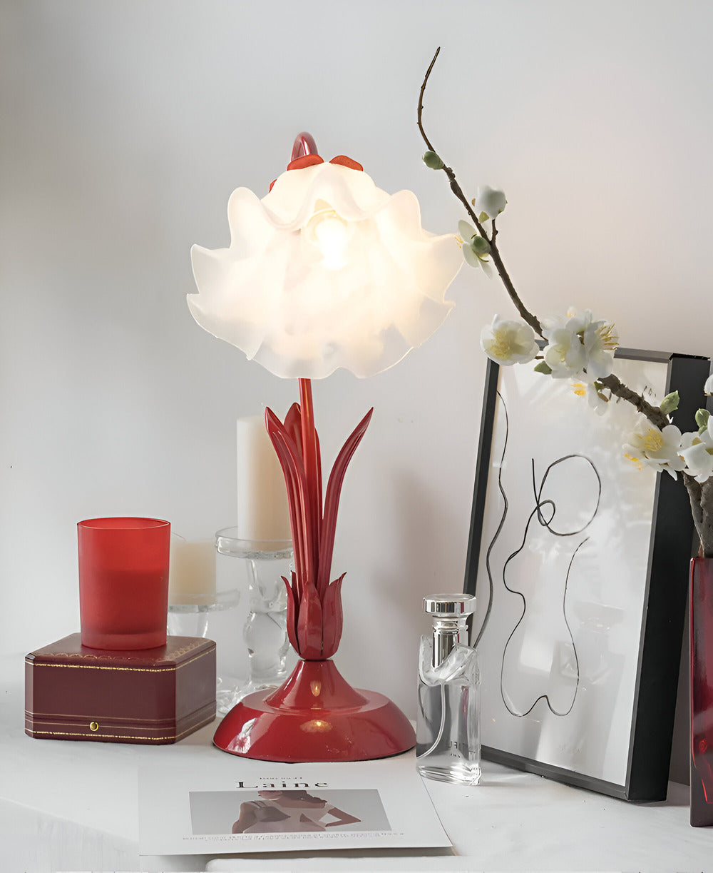 FleurLicht Tafellamp – Romantisch Bloemdesign met Zachte LED-verlichting