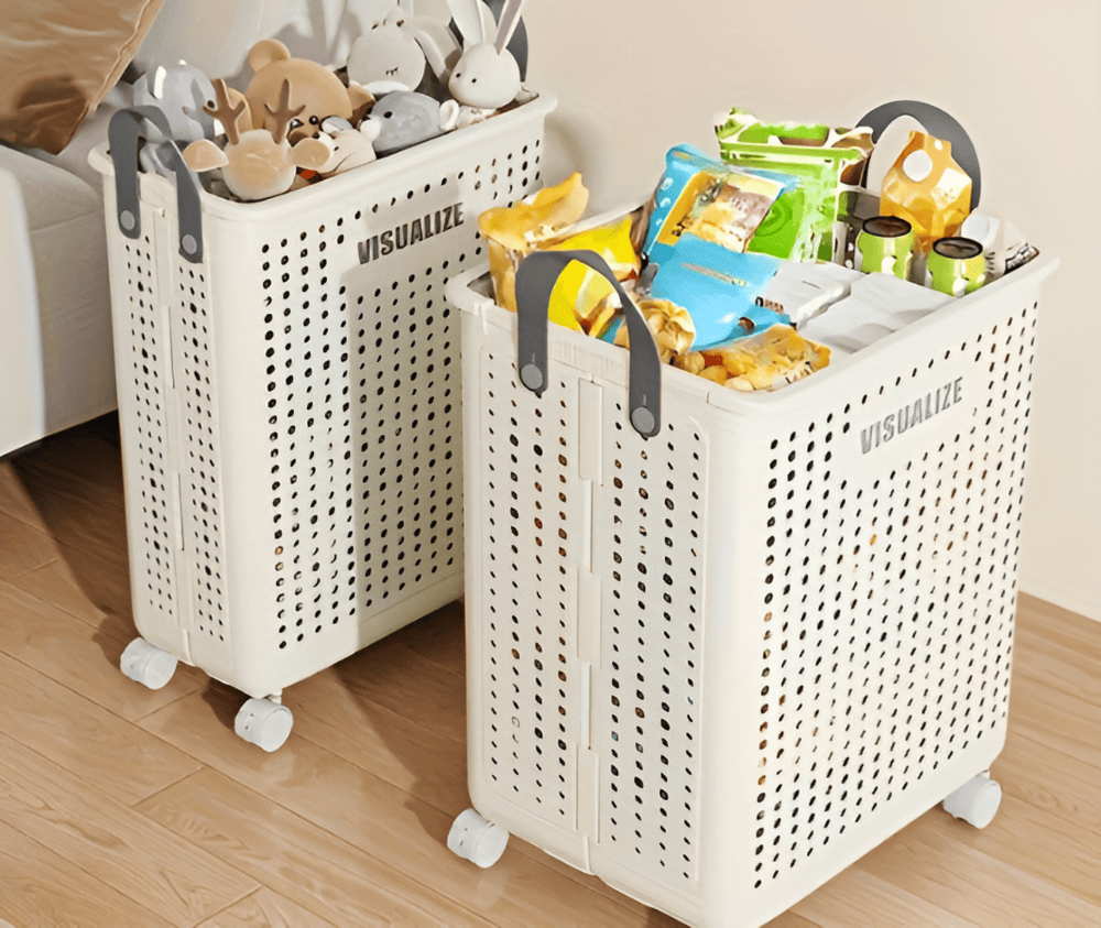 RollEase Opvouwbare Wasmand – Met Wielen, Compact & Duurzaam voor Eenvoudig Transport