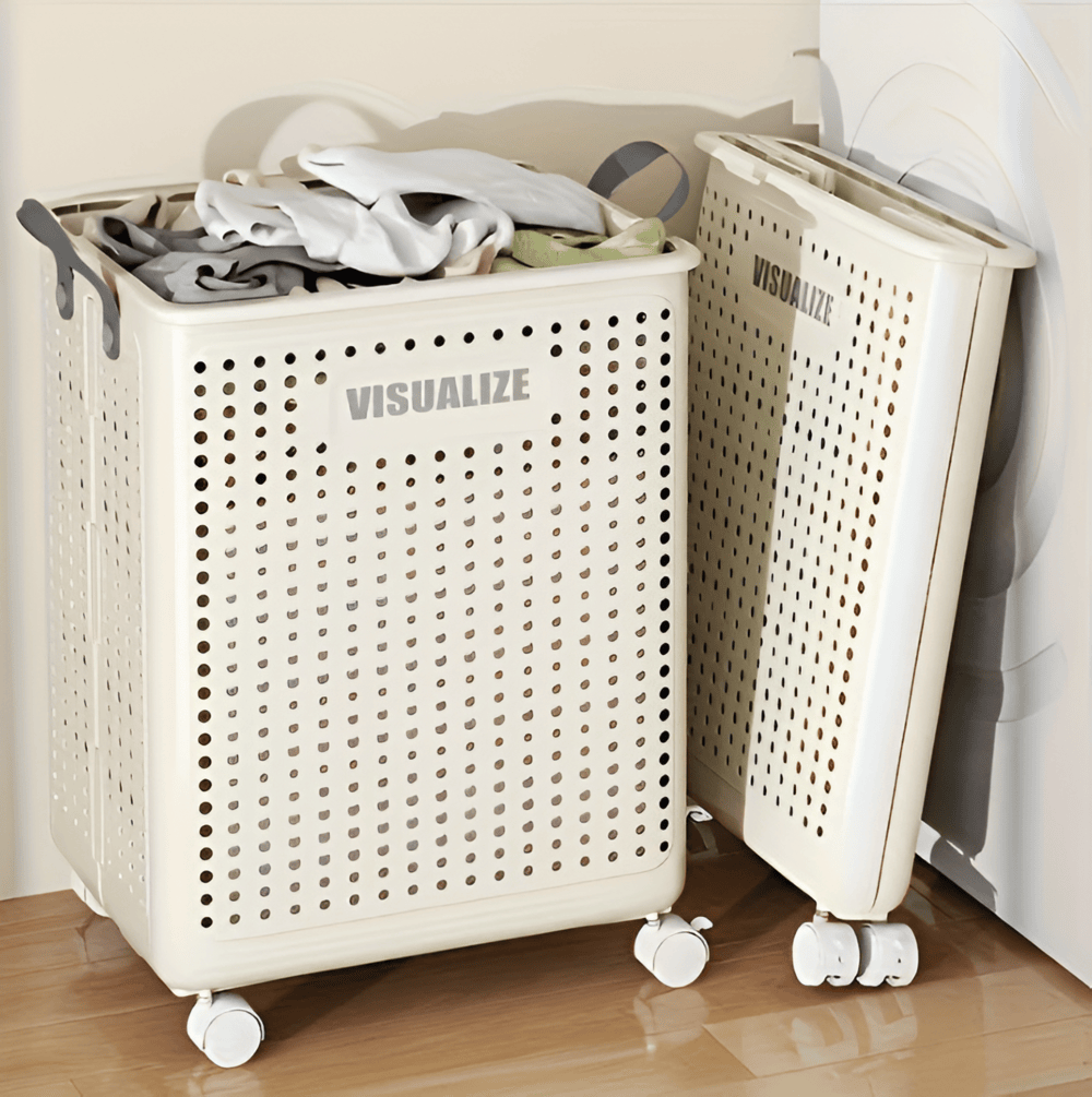 RollEase Opvouwbare Wasmand – Met Wielen, Compact & Duurzaam voor Eenvoudig Transport