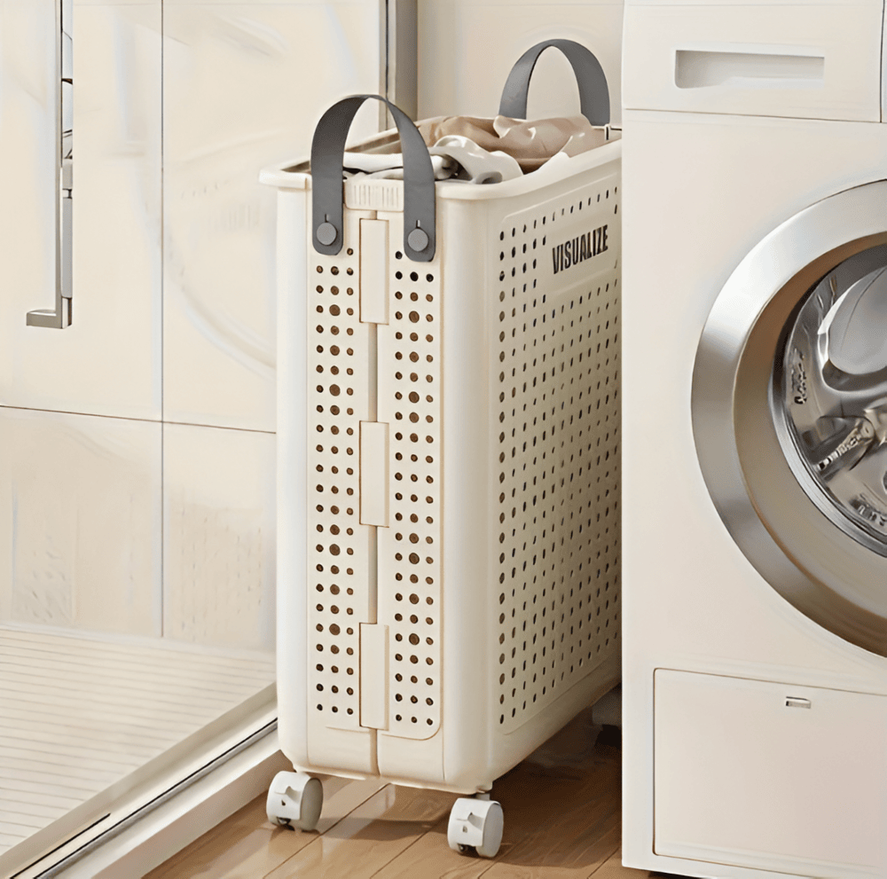 RollEase Opvouwbare Wasmand – Met Wielen, Compact & Duurzaam voor Eenvoudig Transport
