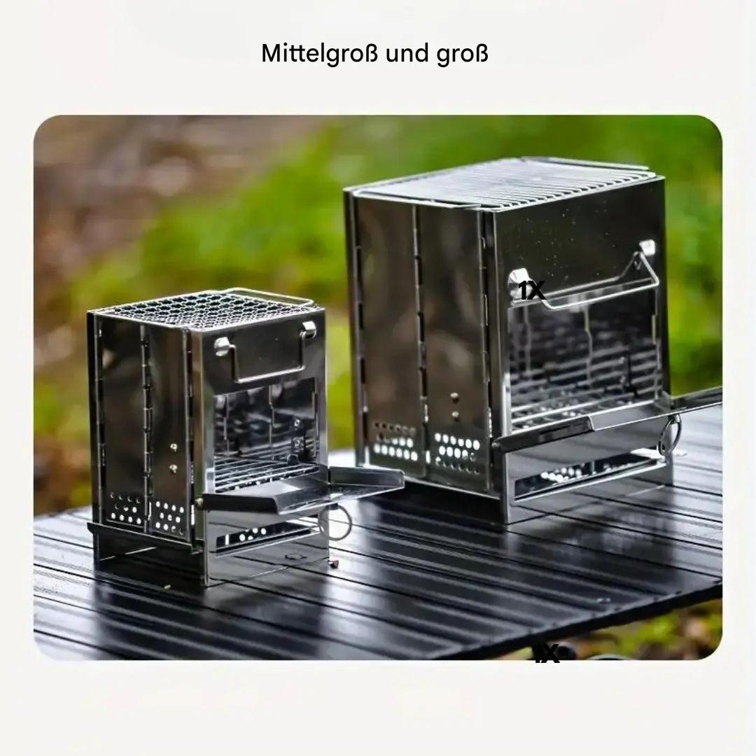 VuurKracht Compact – Opvouwbare RVS Houtkachel voor Buitenactiviteiten
