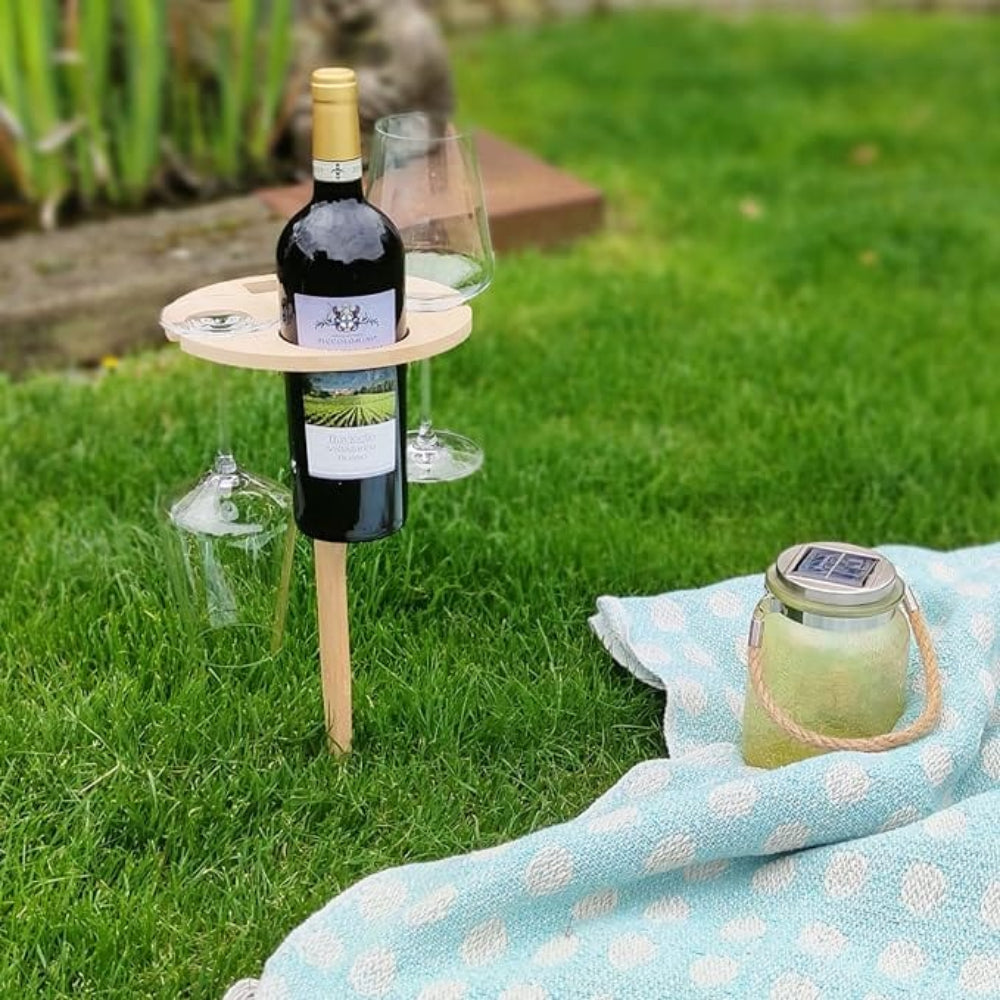 Picky Opvouwbare Wijnpicknicktafel – Compact Houten Buitenmeubel met Glashouders