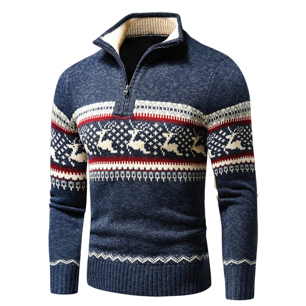 Gezellige wintertrui met rits en hoge kraag voor heren – Heren Comfortabel Warm Model Lars