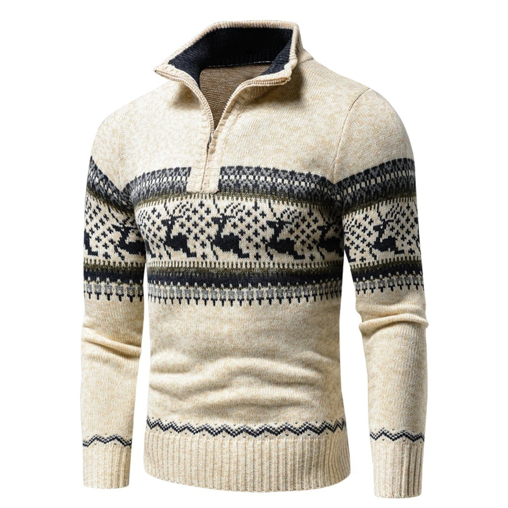 Gezellige wintertrui met rits en hoge kraag voor heren – Heren Comfortabel Warm Model Lars